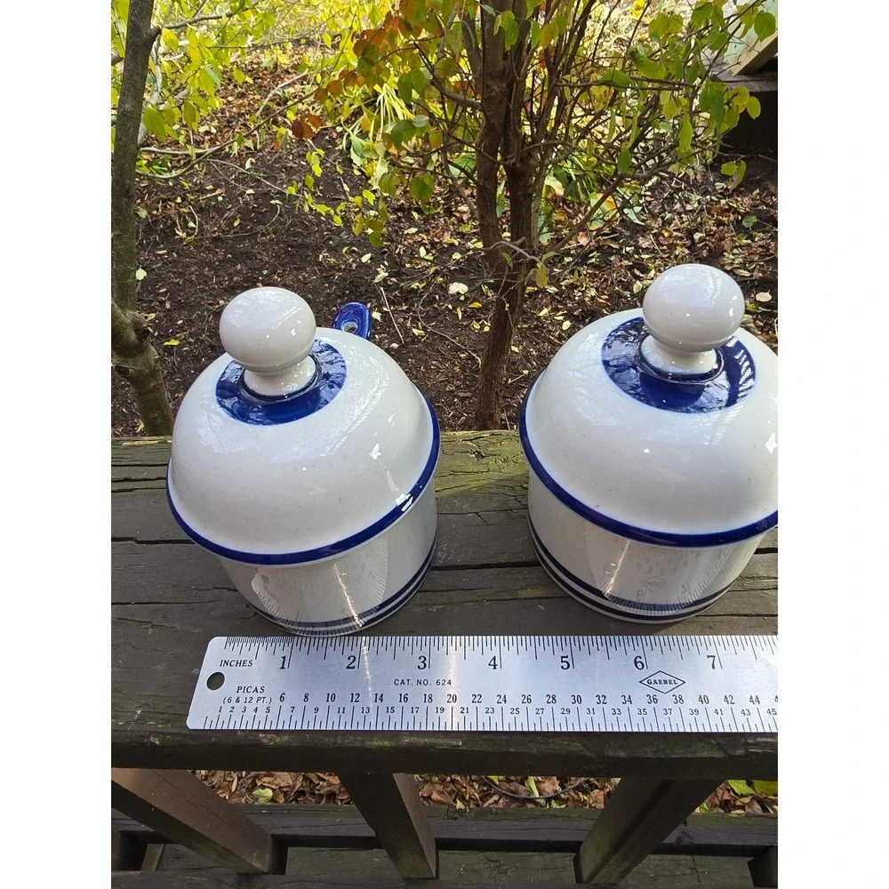 Vintage Dansk NR Japan Cobalt Blue Covered Jar Pair w/ Spoons | Niels Refsgaard‎